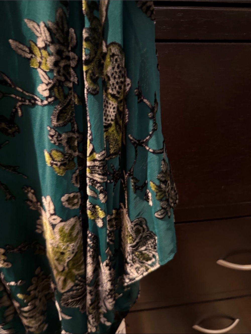 paparazzi Teal Floral Open-Front Kimono Jacket - Picture 4 of 7